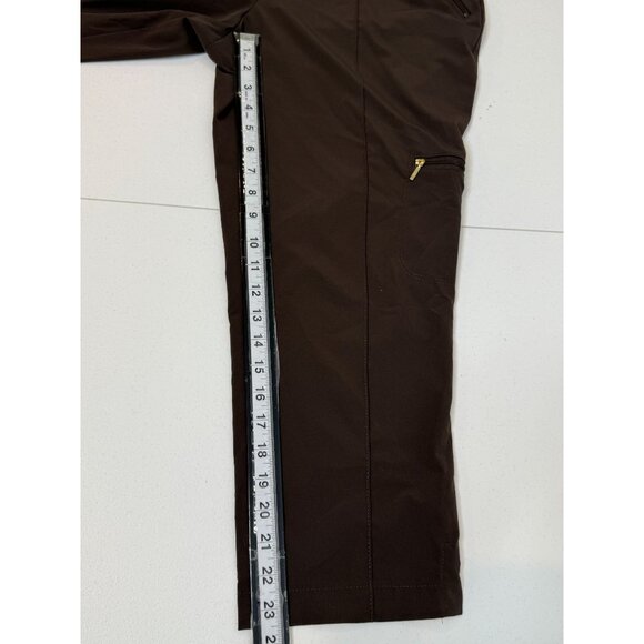 Chico’s Zenergy Pants Womens 1 M Brown Gold Zip Capri Pull On Stretch Athleisure - Picture 11 of 16
